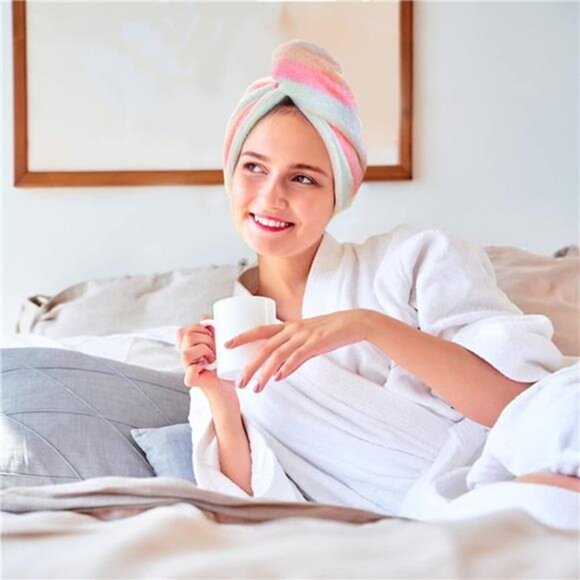 Microfiber Hair Towel 2Pack, Hair Towel Wrap for Women/Kids - Picture 2 of 7